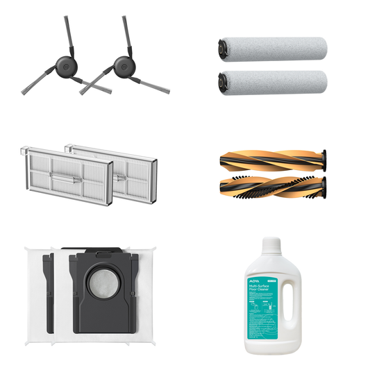 Z60 Ultra Roller Zestaw podwójnych rolek do sprzątania (1 szt.), szczotka boczna (2 szt.), filtr pojmenika na kurz (2 szt.), worek na kurz (2 szt.), wałek (2 szt.), płyn do czyszczenia AWH6 1 l (1 szt.) do